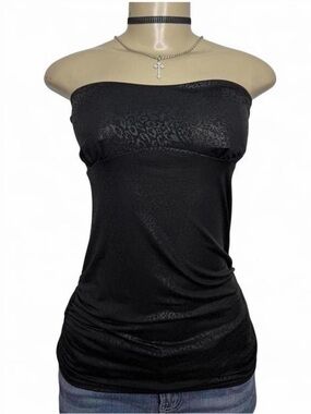 Y2K grunge black leopard tube top 🐾